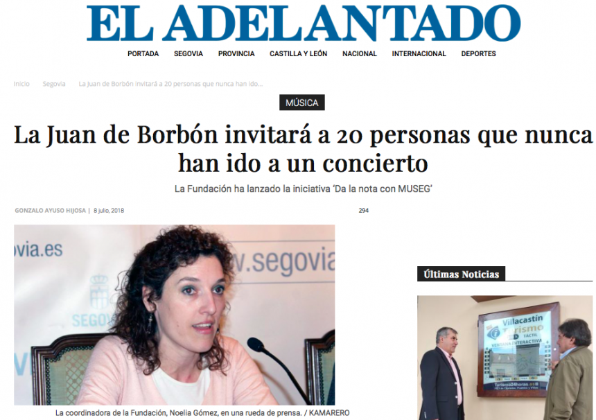 EL ADELANTADO: La Juan Borbón invitará a 20 personas que nunca han ido a un concierto