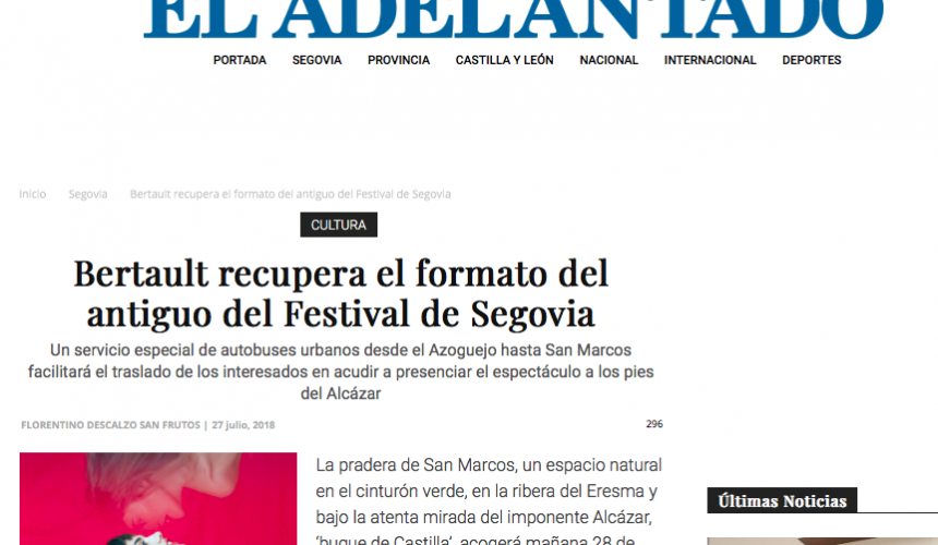 EL ADELANTADO: Bertault recupera el formato del antiguo del Festival de Segovia
