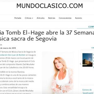 MUNDOCLASICO: Fadia Tomb El-Hage abre la 37 Semana de música sacra de Segovia