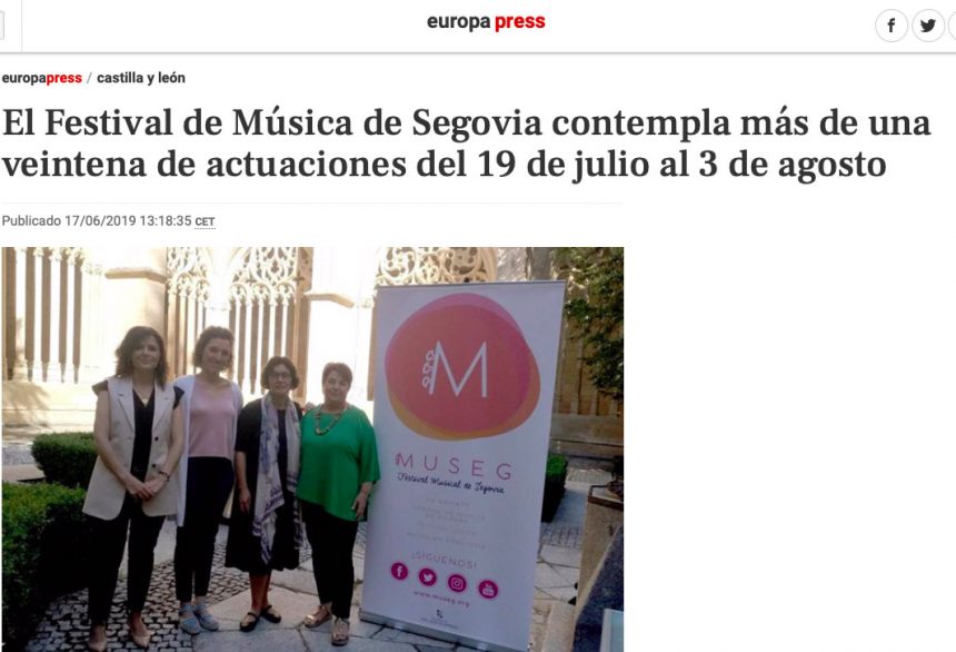 europa press: El Festival de Música de Segovia contempla más de una veintena de actuaciones del 19 de julio al 3 de agosto