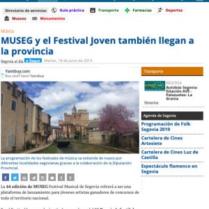 segoviaaldía.es: MUSEG y Festival Joven también llegan a la provincia
