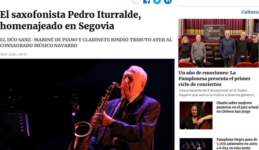 noticiasdenavarra.com: El saxofonista Pedro Iturralde, homenajeado en Segovia