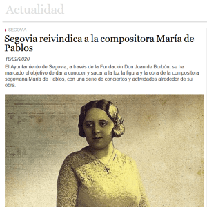 Segovia reivindica a la compositora María de Pablos