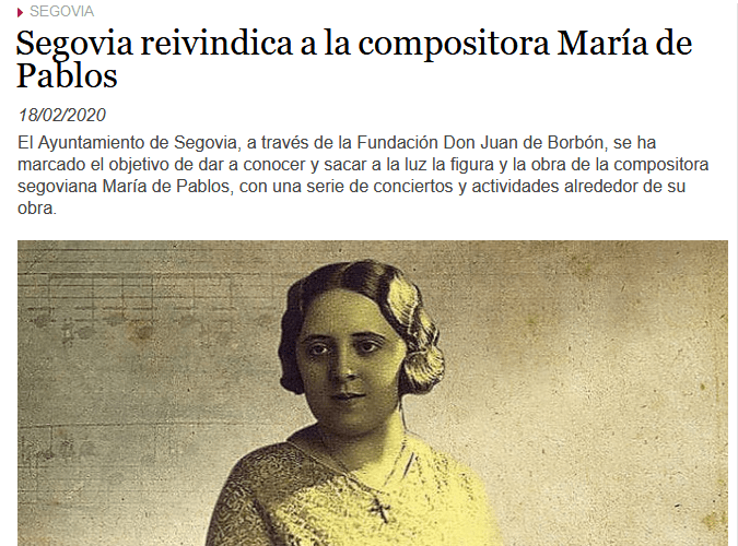 Segovia reivindica a la compositora María de Pablos
