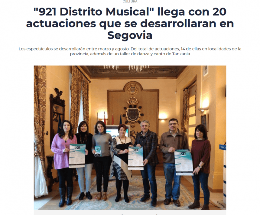 “921 Distrito Musical” llega con 20 actuaciones que se desarrollaran en Segovia
