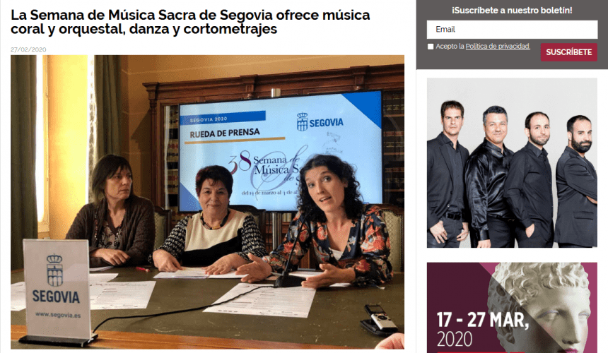 La Semana de Música Sacra de Segovia ofrece música coral y orquestal, danza y cortometrajes