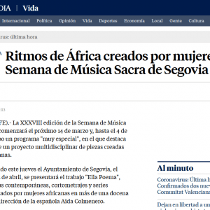 Ritmos de África creados por mujeres en 38 Semana de Música Sacra de Segovia
