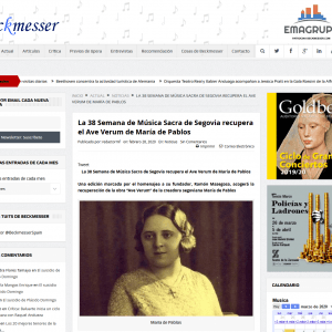 La 38 Semana de Música Sacra de Segovia recupera el Ave Verum de María de Pablos