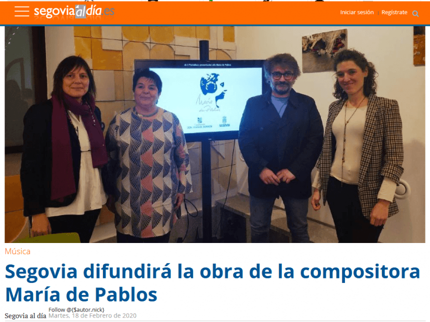 Segovia difundirá la obra de la compositora María de Pablos
