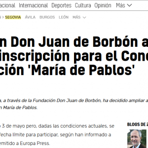 Fundación Don Juan de Borbón amplía el plazo de inscripción para el Concurso de Composición ‘María de Pablos’