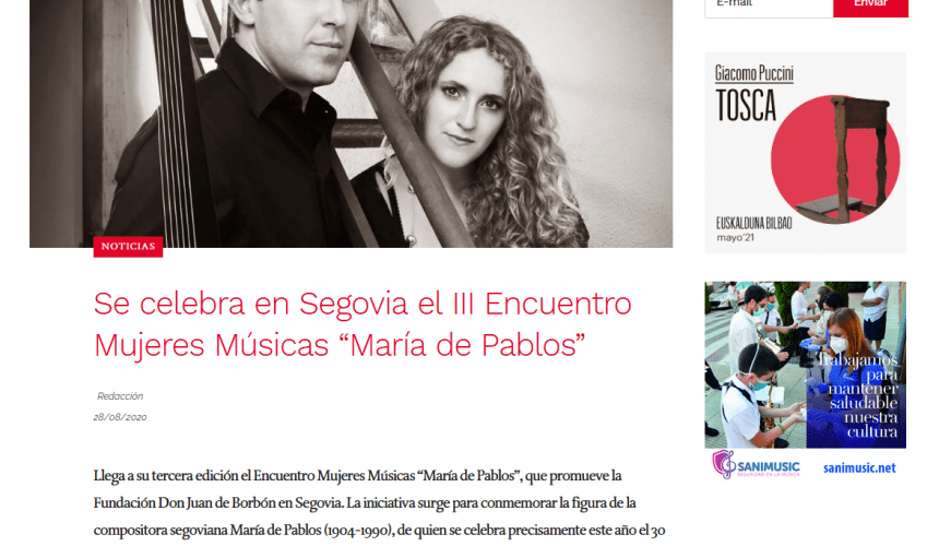 Se celebra en Segovia el III Encuentro Mujeres Músicas “María de Pablos”