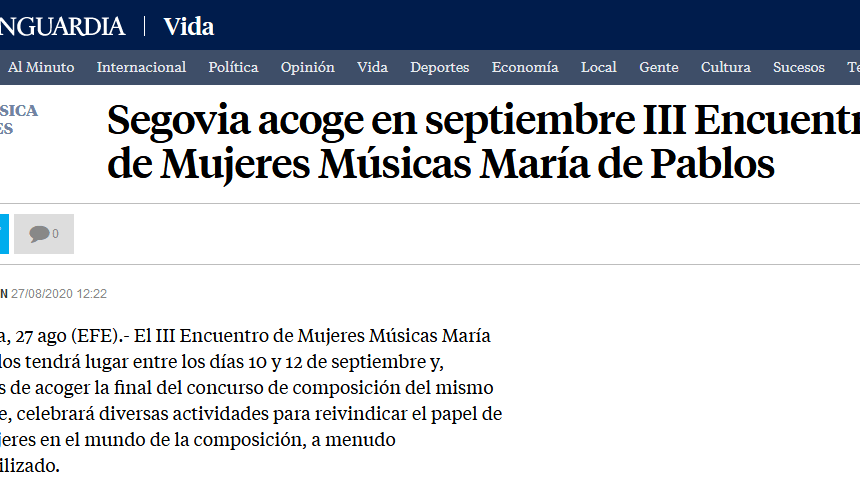 Segovia acoge en septiembre III Encuentro de Mujeres Músicas María de Pablos