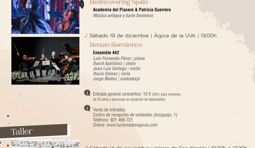 Academia del Piacere & Patricia Guerrero y el Ensemble 442 en el cartel musical de Otoño 2020 en Segovia